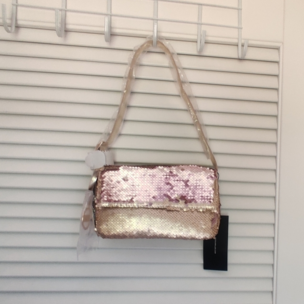 Nicole Miller Reversible Sequin Crossbody Purse – Gold to Rose Gold